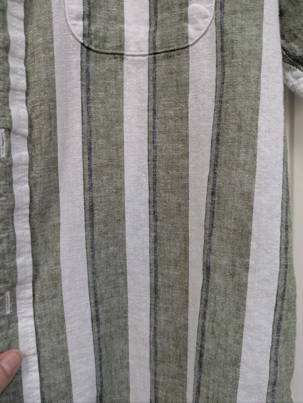 Gap Boy's Short-Sleeve Stripe Button-Up Shirt - Olive & White